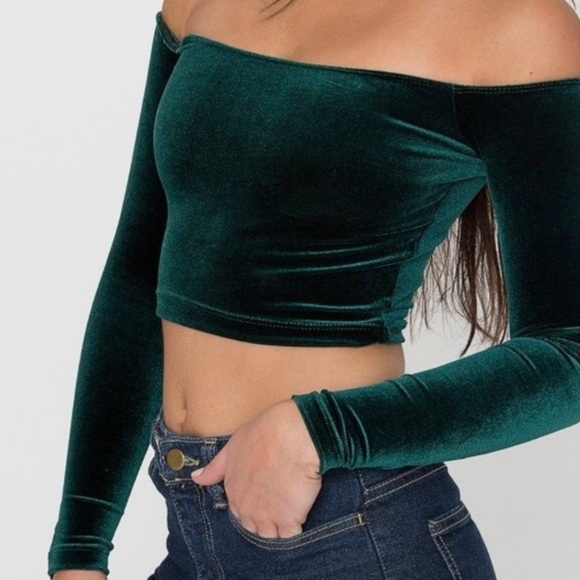 American Apparel off the shoulder velvet crop top - Picture 3 of 3